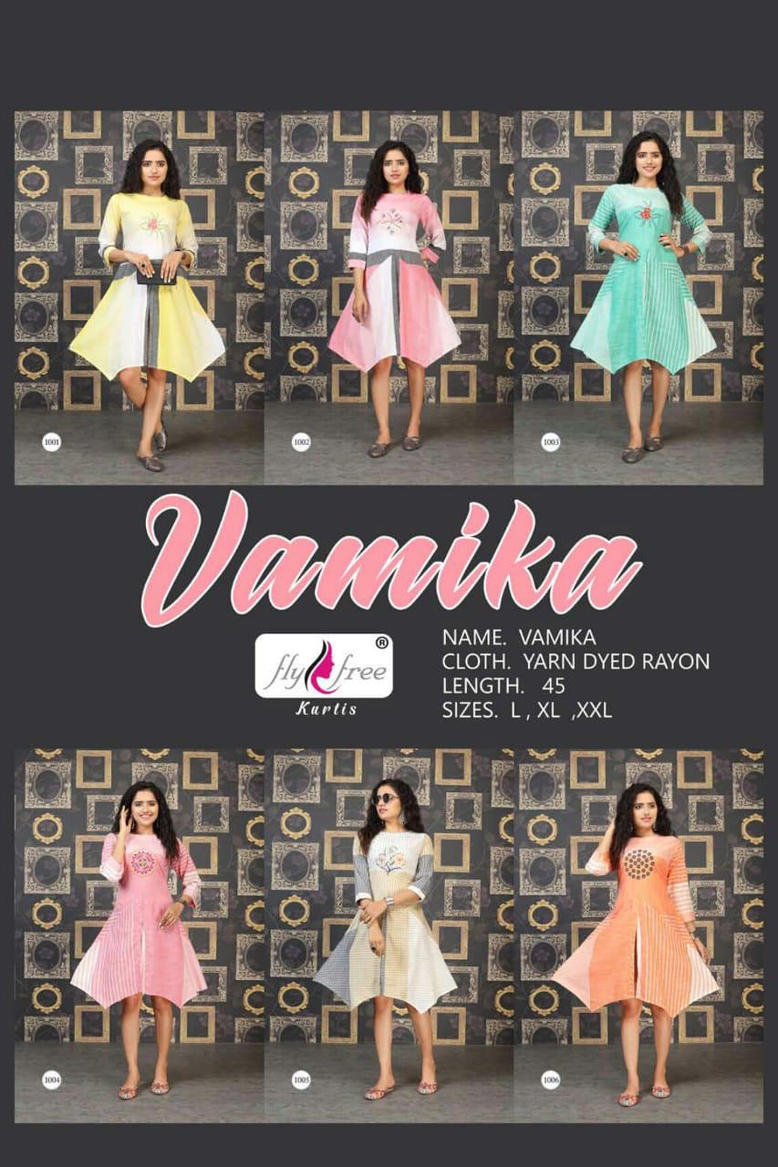 Fly Free Vamika Latest Fancy Stylish Regular Wear Heavy Rayon Designer Kurtis Collection
